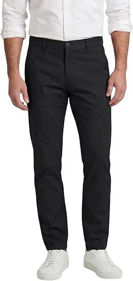 Plaid&Plain Men’s Slim Fit Khaki Pants Men’s Tapered Chino Pants, Black,  32Wx32L