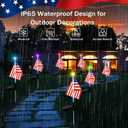 US Flag Solar Garden Lights, 7 Color Changing American Flag Light 4th of July Decorations Lights Patriotic Solar Lights Outdoor for Independence Day Memorial Day Garden Yard - 4 Pack