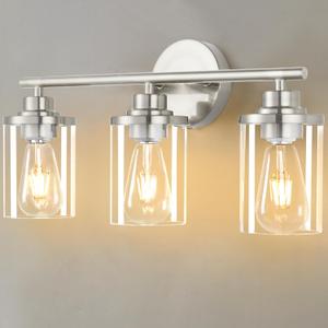 Bathroom Light Fixtures,Vanity Lights,Brushed Nickel Bathroom Lights Over Mirror,Nickel Vanity Light for Bathroom,20'' Brushed Nickel 3-Light Modern Bathroom Sconce