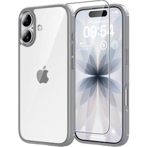 TAURI for iPhone 17 Case, Anti-Yellowing with Screen Protector, Military-Grade Protection Shockproof Slim Phone Case for iPhone 17, Grey