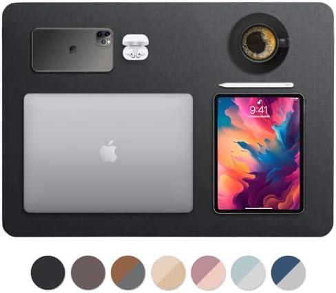 Vine Creations Leather Desk Mat 24" x 17", Desk Protector, PU Leather Desk Pad, Small Desk Pad Mat, Desk Blotter, Desk Pads on Top of Desks, Small Desk Mat for Home or Office (Black)