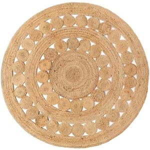 RIANGI Hand Woven Jute Area Rug - Braided Round Rug 4 Feet for Living Room | Rustic Beige Reversible Farmhouse , Kitchen, - Vintage Natural Braided Entry Floor Décor Circle Boho Round Rugs 4 feet