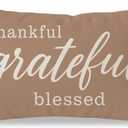 PANDICORN Decorative Throw Pillow Covers 12x20 Grateful Thankful Blessed Warm Taupe Outdoor Fall Thanksgiving Decorations Lumbar Cushion Case Home Decor for Living Room Bedroom Sofa Couch Porch