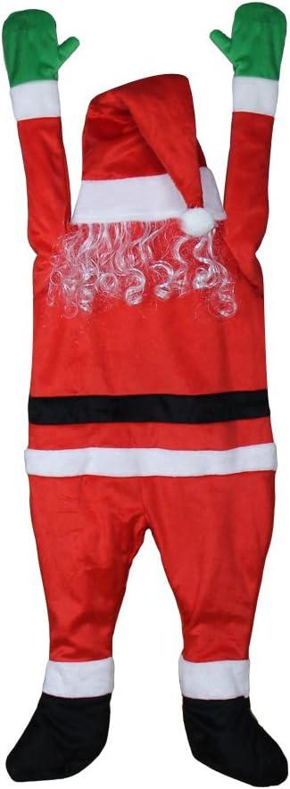 YEAHBEER 4.92 FT Christmas Hanging Santa Claus,Christmas Outdoor Decoration for Gutter or Roof/Chimney/Tree/Porch