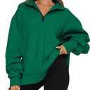 Trendy Queen Womens Oversized Sweatshirts Fall Fashion Hoodies Half Zip Pullover Long Sleeve Shirts Clothes Outfits, Size XL