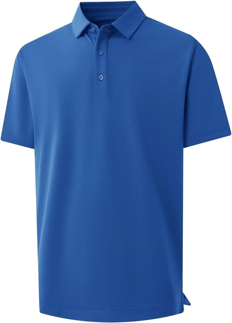 VEBOON Polo Shirts for Men Cotton Blend Moisture-Wicking Lightweight Performance Collared Mens Polo Shirts Shorts Sleeve (L)