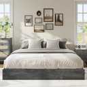 IDEALHOUSE Platform Bed Frame Queen Size,Wooden Slat Support,No Box Spring Needed, Easy Assembly (Charcoal Grey)