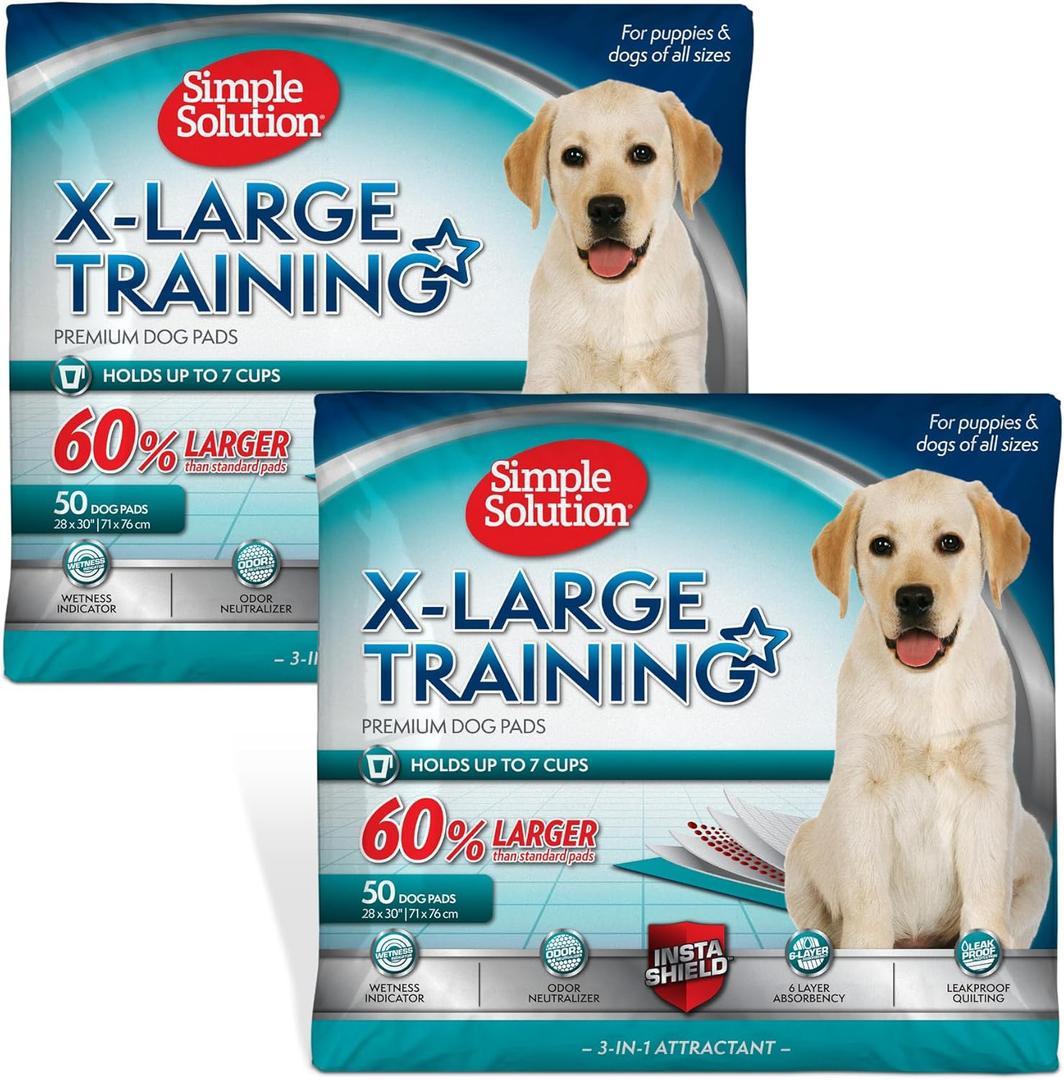 Simple Solution Extra Large Puppy Training Pads Leak-Proof Potty Pads for Large Dogs Absorbent and Disposable with Odor Control for Housebreaking 28 x 30 Inches 100 Count