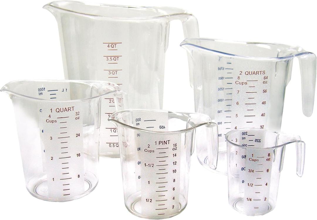 Winco 5-Piece Measuring Cup Set, Polycarbonate, Clear