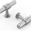 Haliwu 10 Pack Brushed Nickel Cabinet Knobs, T Bar Drawer Pulls, Single HoleZinc & Aluminum Alloy Brushed Finish, Hardware for Bathroom and Kitchen (Single Hole Pulls)