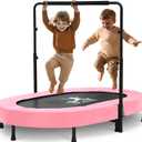 BCAN 56'' Kids Trampoline Indoor, Double Trampoline with Adjustable Handle for Kids,Max Load 250bls Mini Trampoline