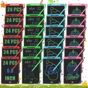24 Pack LCD Writing Tablet for Kids Bulk, 8.5 Inches Reusable Doodle Board, Writing Tablet for Kids, Drawing Pads for Kid Education Class Party Favors Gifts for Children Toddler Girls Boys (Red, Light, Blue, Pink, Green)