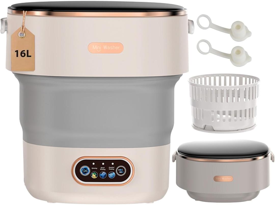 Travel Washing Machine，Portable Washer，mini Wash Machine，Folding Washing Machine with 3 Modes for Deep Cleaning of Underwear、Folding Washing Machine Suitable for rv, Dormitory(Gray)