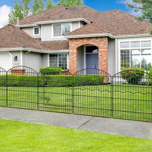 Decorative Garden Fence 12 Panels 26.8ft(L)32in(H) Garden Fences Animal Barrier Fencing with 11 Panels + 1 Gate, No Dig Metal Rustproof Wire Border Temporary Dog Fence Outdoor for Patio Yard Lawn