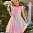 Flypigs Toddler Tutu Dress Girls Ruffle Tulle Dresses Cute Summer Party Princess Sundress (Pink, 130)