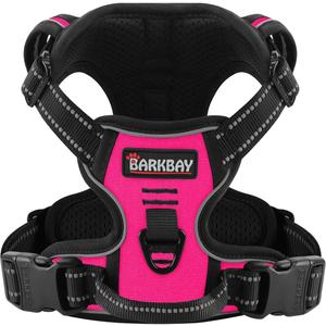 BARKBAY Dog Harness No Pull for Medium Dogs - Adjustable, Reflective, Comfortable, No Choke, Heavy-Duty - Perfect for Outdoor Training, Walking, and Hiking - Strong & Durable - M & Pink, M