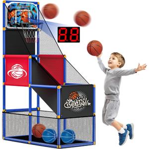 Kids Arcade Basketball Hoop Indoor Outdoor Single Shot Basketball Game for Toddler,Carnival Games Sport Gifts for Boys Girls Ages 3-8 Years Old,Ideal for Competition