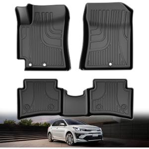 Original Rio Floor Mats for 2018-2024 Kia Rio Sedan & Hatchback Models - Custom Fit TPE Heavy Duty Non Slip Floor Mats 1st and 2nd Row - All Weather Black Car Mats for Rio 2018-2024