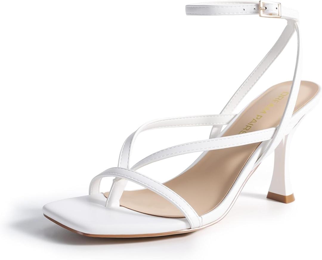 DREAM PAIRS Women's Square Open Toe Flip Flop High kitten Heels Strappy Thong Ankle Strap 3.35 Inch Sandals Comfort Dress Party Shoes, Size 7