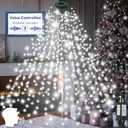 Voice Controlled Easy Christmas Tree Lights with 7 Commands, 480LED Cascading Twinkle Lights 7.9FT 16 Lines Waterproof Waterfall Tree Light with 12 Modes for Indoor Outdoor Christmas Decor(Cool White)