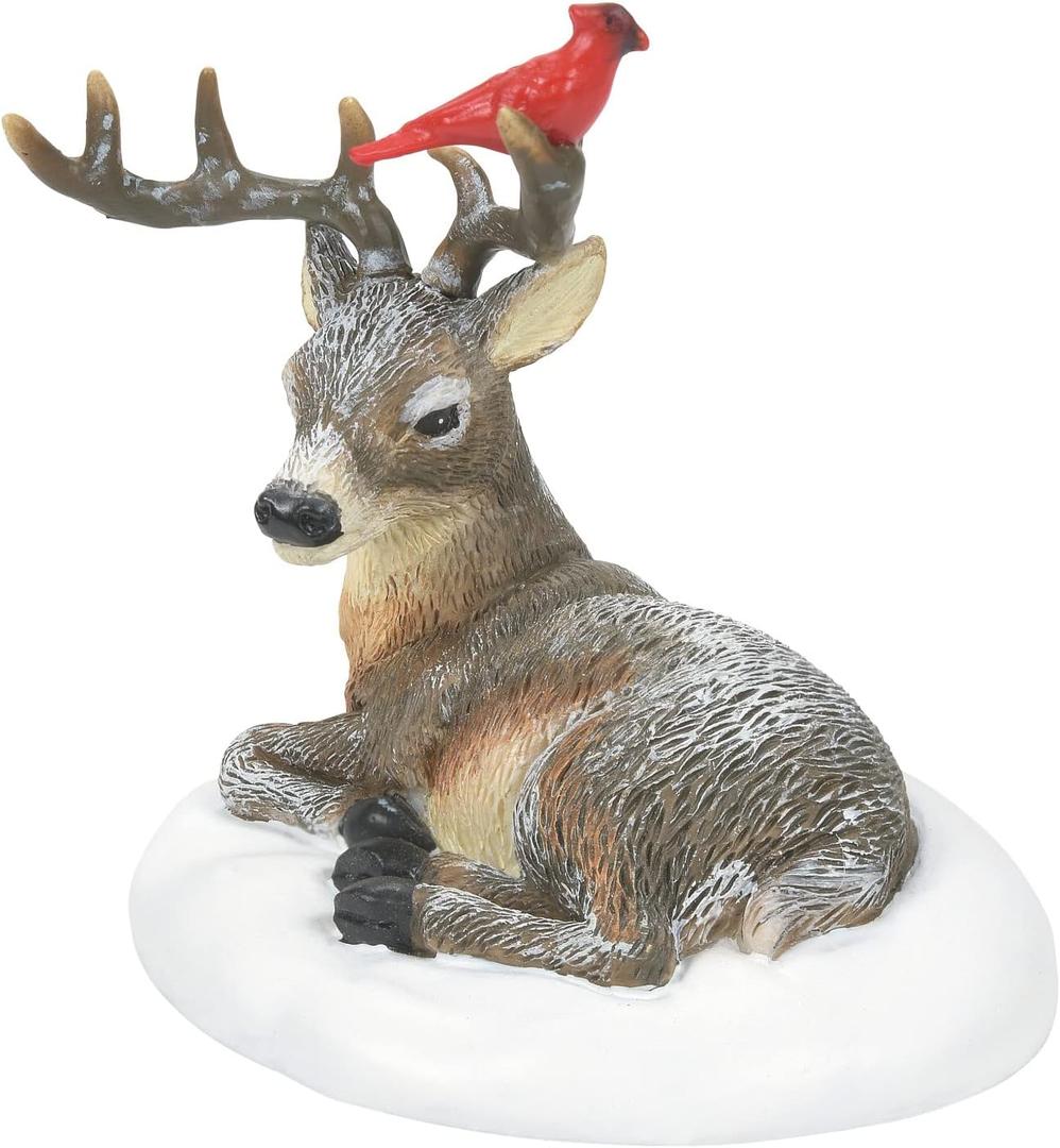 Department 56 Accessories for Village Collections Cardinal and Christmas Deer Figurine, 2.375 Inch, Multicolor