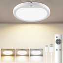 Meliya Rechargeable Motion Sensor Ceiling Light with Remote, 3000K 4000K 6500K Magnetic No Wiring LED Ceiling Light Battery Powered for Shower Stairs Hallway Porch Pantry Garage Patio Shed (7 Inch-1 Pack, White)