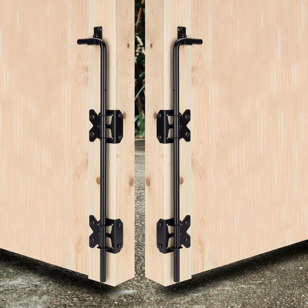 Upgrade 24" Heavy Duty Cane Bolt Gate Drop Rod-Steel Gate Ground Latch Designed for Wood Metal Vinyl Gates or Double Doors Fence-2 Pack