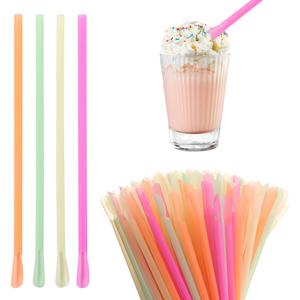 2000Pcs Snow Cone Spoon Straws,Disposable Plastic Straw,Flexible Drinking Spoon Straws(Mixed Bright Colors) (MIX2)