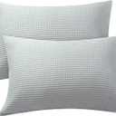 Zaizaihome Waffle Weave Pillowcases King Size 2 Pack, 100% Egyptian Cotton 600 Thread Count, Ultra Soft Pillow Shams with Envelope Closure, Breathable Skin-Friendly Pillow Case, Grey, 20x36 Inches