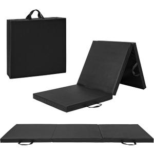 CAP Barbell Folding Exercise Mat – Durable, Anti-Tear, Thick Padding for Fitness, Aerobics, Gymnastics & Home Workouts. 72"L x 24"W x 2"Thick. BLACK