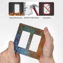 Old Abstract Blue/Red Messy Rust 2 Gang Double Decorator GFCI/Rocker Wall Plate Orange Messy Metal Copper Rusty Iron Print Electrical Outlet Decorative Receptacle Cover Light Switch for Dimmer, USB