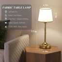 CHLORANTHUS 2 Pack Cordless Table Lamps, 3 Colors Stepless Dimming Fabric Desk Lamp, 6000mAh Rechargeable Battery LED Desk Lamp, Touch Night Light for Bedroom, Dining, Desk, Cafe