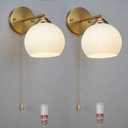 NDDSWM Mid-Century Modern Gold Wall Sconce, Set of 2 Industrial Bathroom Vanity Wall Sconce with White Spherical Glass Brushed Brass for Dining Room Living Room Bedside