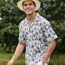 Vytroon Men's Hawaiian Shirts Wrinkle Free Short Sleeve Button Down Tropical Beach Vacation Shirt (L)