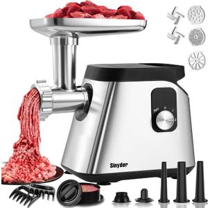 Electric Meat Grinder 2800 Max Meat Mincer With 2 Blades 3 Plates 3 Sausage Tube Food Pusher Meat Claw & Kubbe Kit for Home Use (Sliver)