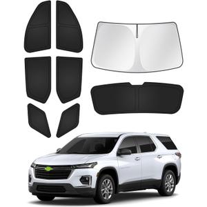 Canvcle Sunshades for Chevrolet/Chevy Traverse 2018-2023 Accessories Windshield Sun Shade Side Rear Window Shade Cover Sun Visor Shield Privacy Protection Keep Vehicle Cool Black 8PCS