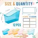 Geetery 12 Pcs Plastic Book Bins for Classroom, Semitransparent