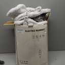 Butizone Heated Throw Blanket with Sleeves, Wearable Electric Blanket with Foot Pocket, 6 Adjustable Heat Settings, 70 * 50", Cozy Flannel and Sherpa, Beige