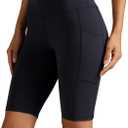 Colorfulkoala Women's High Waisted Biker Shorts with Pockets 8" /10" Inseam Workout Yoga Shorts Running Tights (Black, XS)