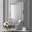 KOHROS Crush Diamond Bathroom Mirror 36" x 24" Crystal Mirrors for Wall Decor Rectangle Wall Mirror for Bathroom, Entryway and Bedroom, Easy to Install