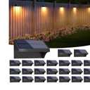 NIORSUN Outdoor Fence Lights, 20 Pack Waterproof LED Solar Fence Lights with 1500mAh Battery, Warm White/Cool White/RGB, Easy-to-Install Wall Light for Deck, Patio, Railing, Stairs, Backyard – Black