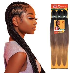 Sensationnel Xpression prestretched braiding hair - 3x xpression 58-inch kanekalon flame retardant smooth yaki braid - 3x x-pression 58 inch (1 pack, 1 JETBLACK)