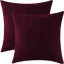 Jeneoo Burgundy Decorative Throw Pillow Covers Soft Chenille Comfy Solid Couch Cushion Case Decor (Set of 2, 20 x 20 Inches)