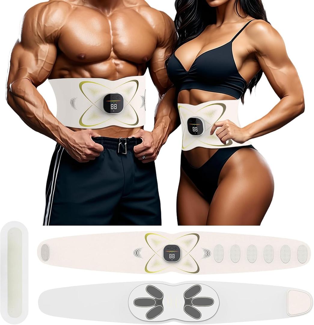 Abs Sculptor, Ab Toning Belt with Heating Pad for Stomach Cellulite Removal Fat Burning, ab Toner Machine for Belly Exercise Smooth & Firming, Lower Back Massager for Pain Relief Women Men Unisex (Pink, L)