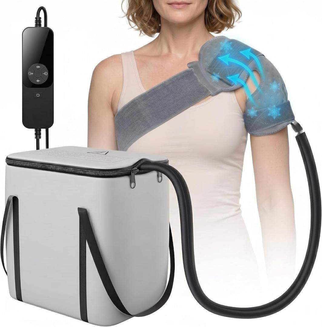Ice Machine for Shoulder After Surgery, Shoulder Ice Machine with 6 Timers 5 Speed Levels, Cold Therapy Machine for Sports Training, Cryotherapy Pain Relief System