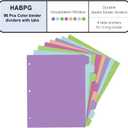 HABGP 96Pcs/12 Set Binder Dividers with Tabs, 8 Color Tab for 3 Ring Binder Dividers, Page Folder Dividers for 3 Ring Binder Sheet Paper Protectors, Plastic Tabbed File Dividers with Tabs