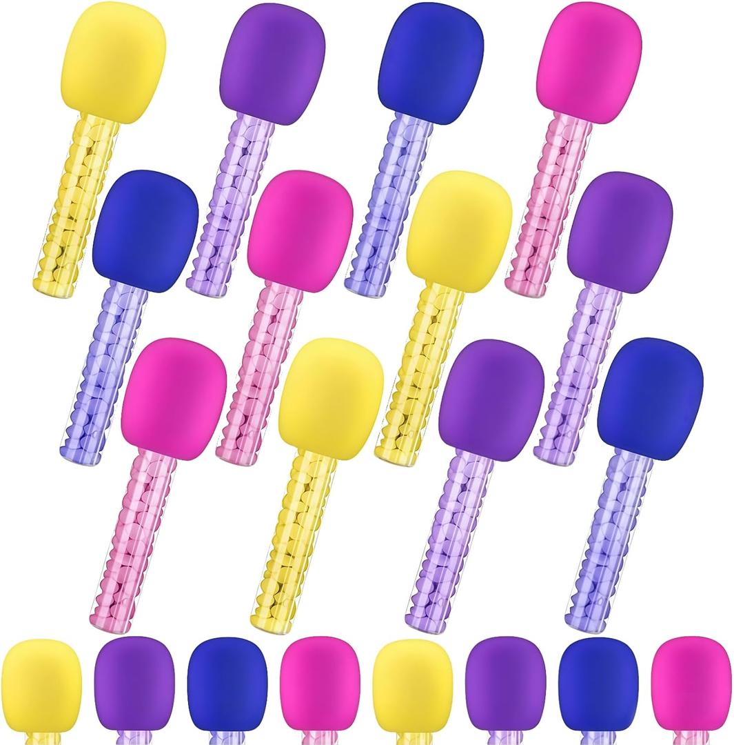 12 Pcs Microphone Candy Tubes Plastic Kpop Karoke Theme Party Decorations Simulated Microphone Singing Prop for Kids Birthday Goody Bag Fillers Party Game Favors (Candy Not Included)