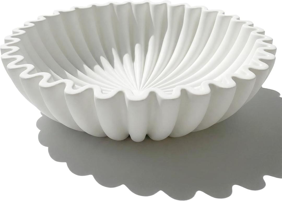 Decorative Bowls for home decor, fruit bowl for kitchen counter, Scalloped key bowl for entryway table