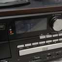 9-in-1 Retro Turntable with Built-in Speakers, Reocrd Player with Bluetooth, AM/FM Radio, CD, Cassette, USB/SD Playback, Remote Control, and Headphone Jack (Dark Brown)