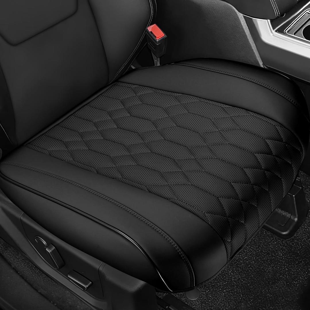 2 Pack Leather Bottom Car Seat Covers,Front Seat Covers for Cars,Driver Car Seat Cover,Luxury Faux Leather Seat Protectors,Full Wrap,Waterproof,for Most Vehicles,Sedan,SUV,Truck (Black)